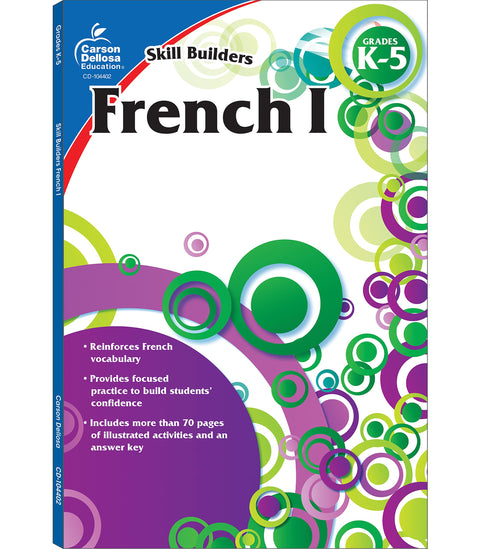 Cahier d’exercices de français Skill Builders K-5 de Carson Dellosa : alphabet, vocabulaire, nombres, géographie et plus encore, programme scolaire de la maternelle à la 5e année pour la classe ou l’école à la maison