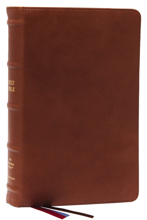 NKJV, Bible de référence avec références en fin de verset, grand format personnel, gros caractères, cuir de chèvre de première qualité, marron, collection Premier, paroles de Jésus en rouge, Comfort Print : Sainte Bible, version New King James (NKJV)