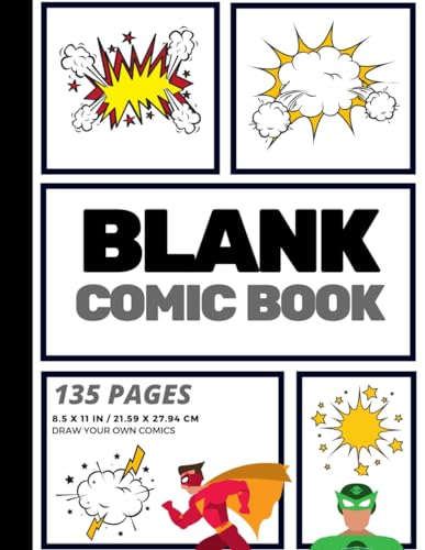 Carnet de bande dessinée vierge : créez votre propre bande dessinée, cases vierges, 135 pages, gris (grand format, 8,5 x 11 po)