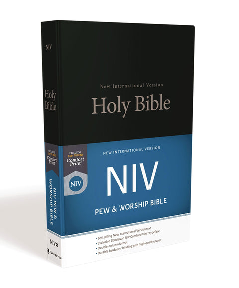 NIV, Bible d’église (Bible de banc), couverture rigide, noire, impression grand confort