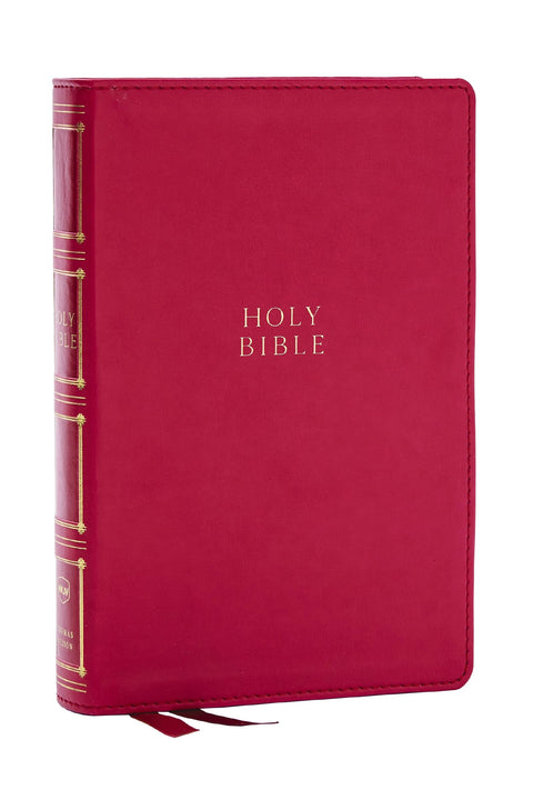 NKJV, Bible de référence compacte à références centrales, similicuir rose foncé, paroles de Jésus en rouge, caractères confortables