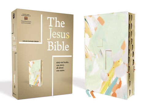 La Bible de Jésus, édition artistique, ESV (avec onglets pour repérer les livres de la Bible), simili cuir, multicolore/bleu sarcelle, indexée par onglets du pouce