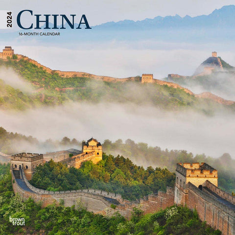 Chine | Calendrier mural mensuel carré 2024, 30,5 x 61 cm | BrownTrout | Voyage Asie Pékin