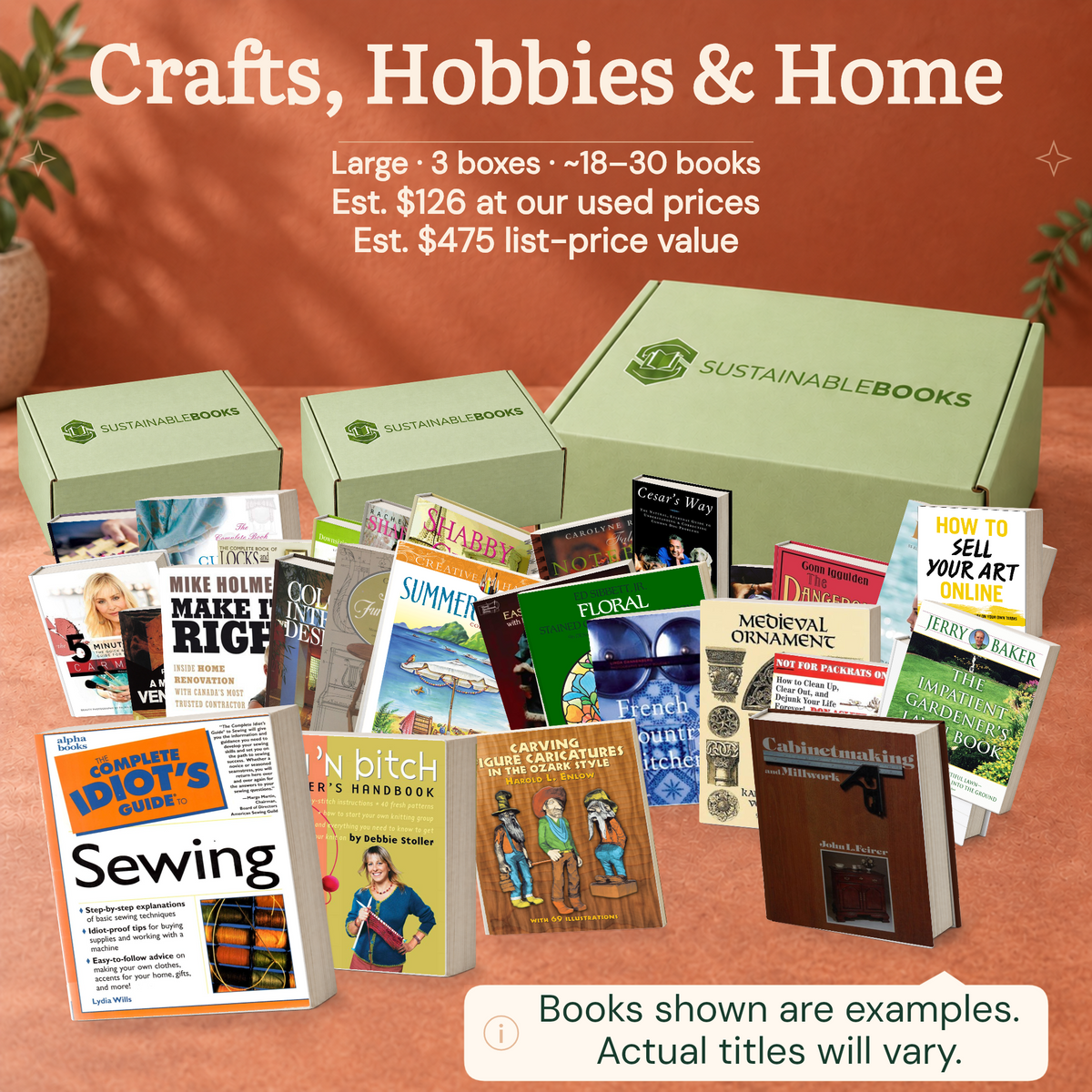 Crafts, Hobbies & Home — Large mystery box. Example books; titles and count vary.