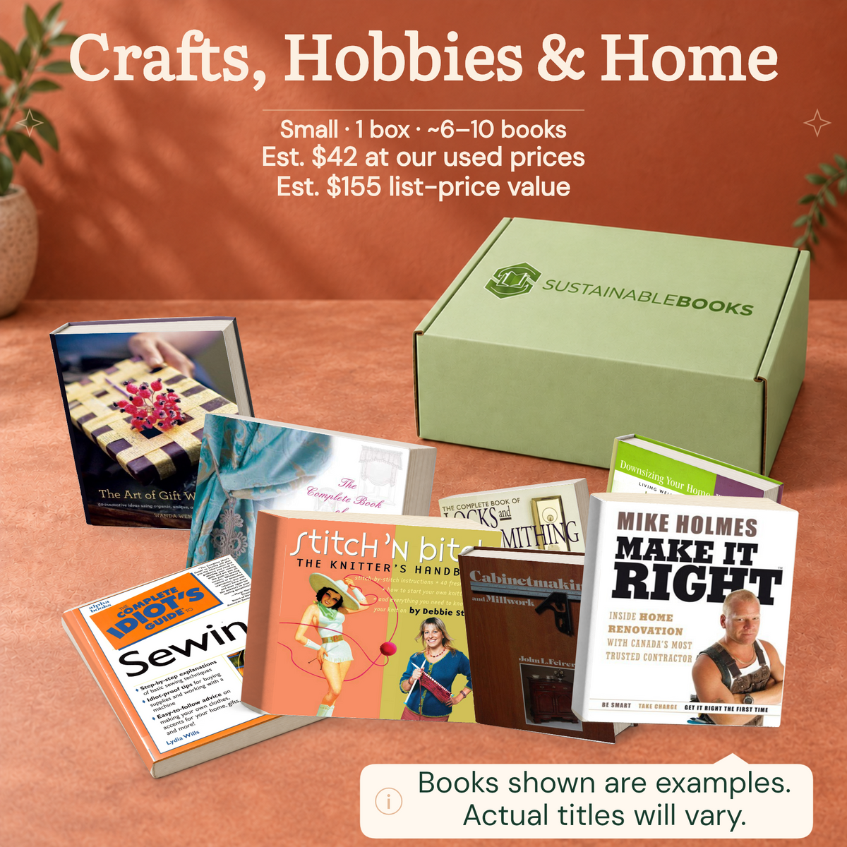 Crafts, Hobbies & Home — Small mystery box. Example books; titles and count vary.